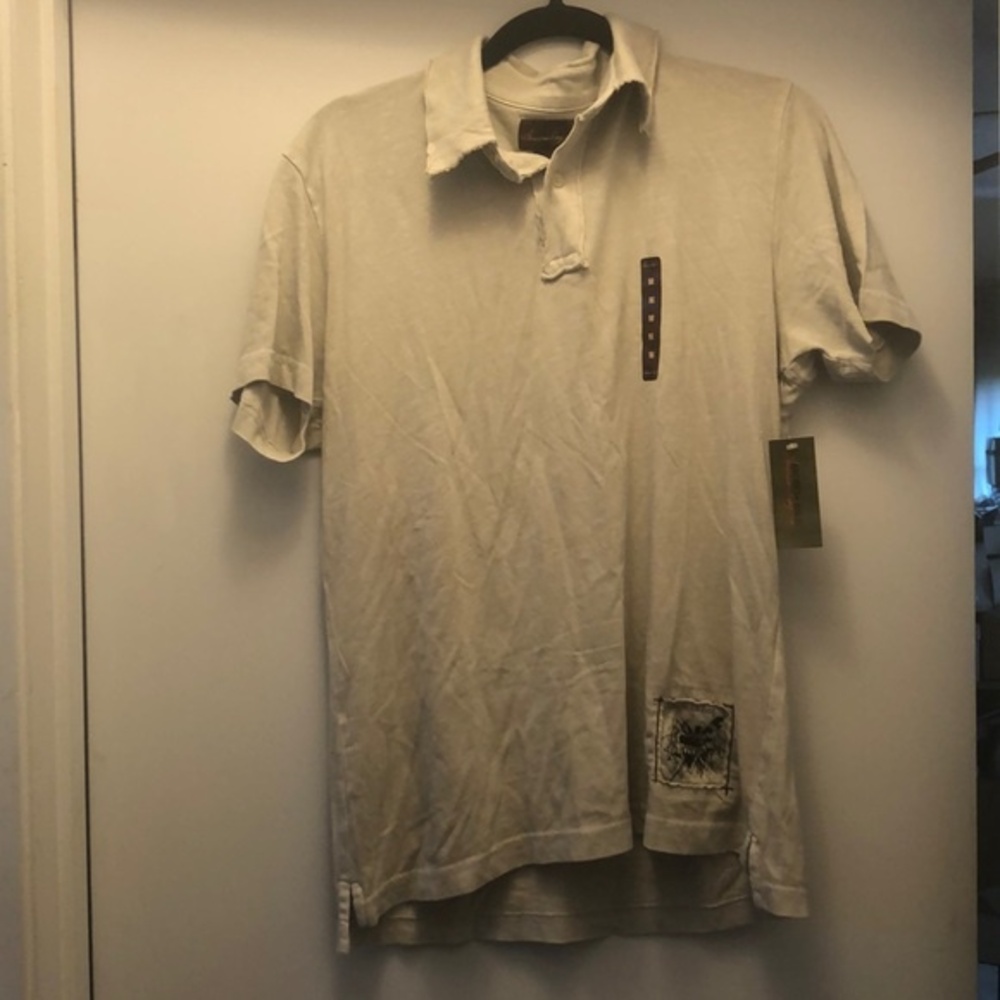 NWT American Rag Men's 100% Cotton Rustic Pull Over Frayed Collar Polo Shirt M